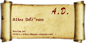 Albu Dénes névjegykártya