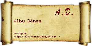 Albu Dénes névjegykártya